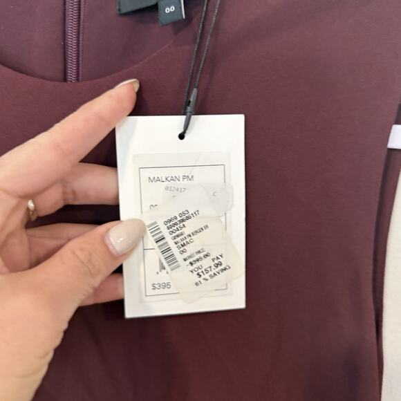 NWT Theory Malkan Burgundy Flared Hem Shift Dress Size 00 2385 - Picture 5 of 9
